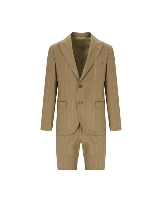 Manuel Ritz Single Breasted Suits in het Natural voor heren