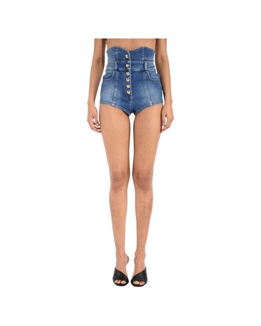 Elisabetta Franchi Blue Denim Shorts