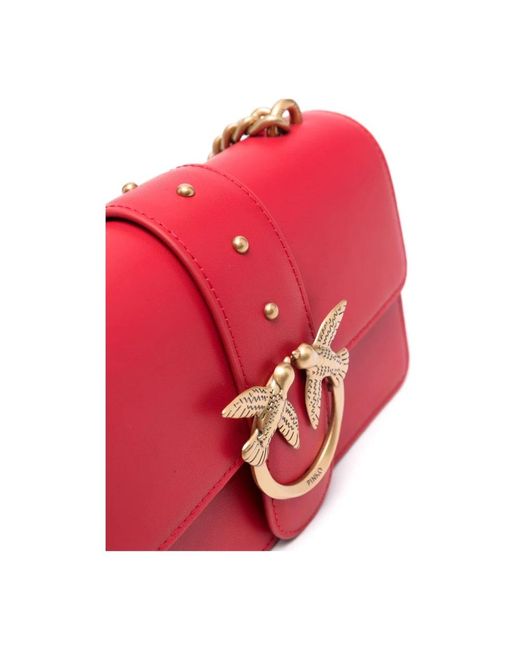 Pinko Red Rote und goldene leder-schultertasche