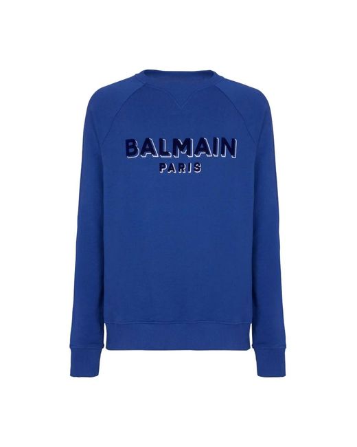 Balmain Sweatshirt mit Metallic-Beflockung in Blue für Herren