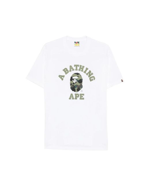 A Bathing Ape White T-Shirt Logo Print for men