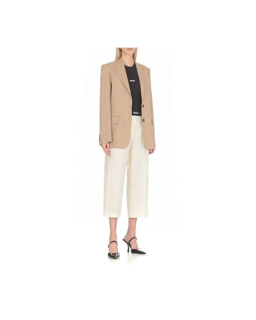 MSGM Natural Cropped Trousers