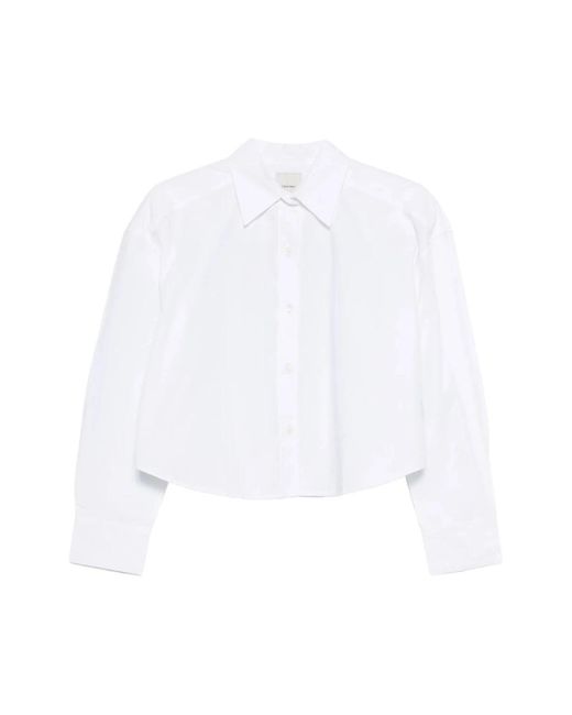 Calvin Klein Cropped Button-Front Shirt in het White