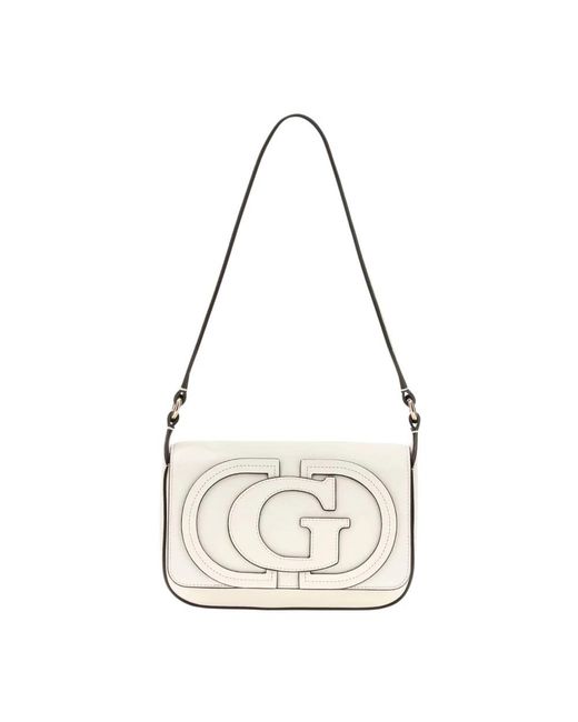 Guess Tassen ,Wit ,Polyester Ruby Flap Schoudertas in het Metallic
