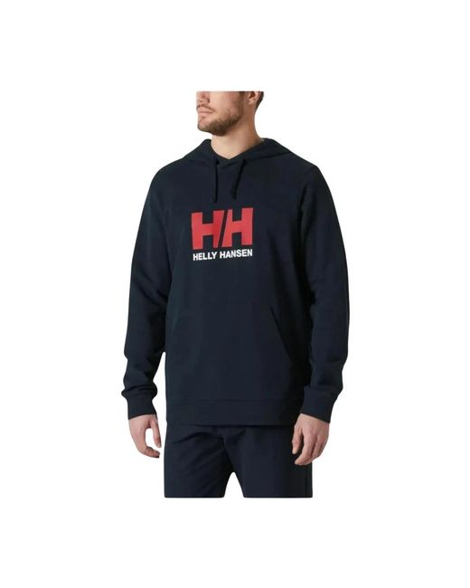 Helly Hansen Hoodies & Sweatvesten ,Blauw ,Katoen Blauw Logo Hoodie in het Blue voor heren