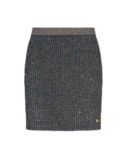 Balmain Rok Met Lurex Garen En Glanzende Pailletten in het Gray