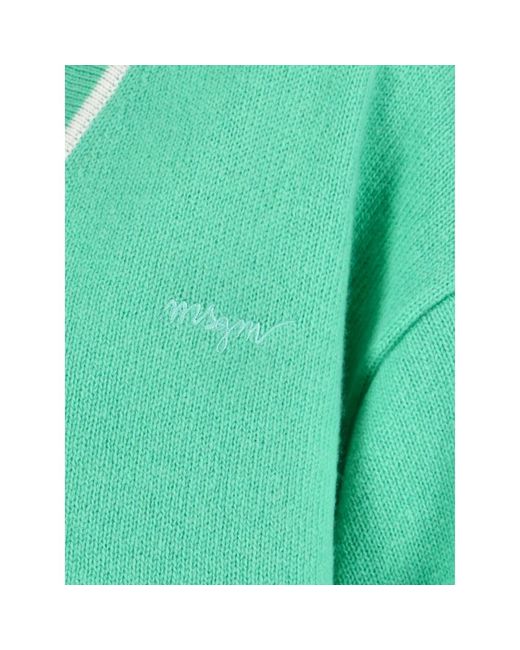 MSGM Green Grüner cardigan crop sweater