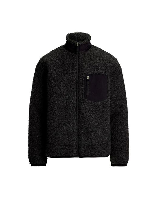 Polo Ralph Lauren Zwarte Hi-Pile Fleece Jas Rits Logo in het Black voor heren