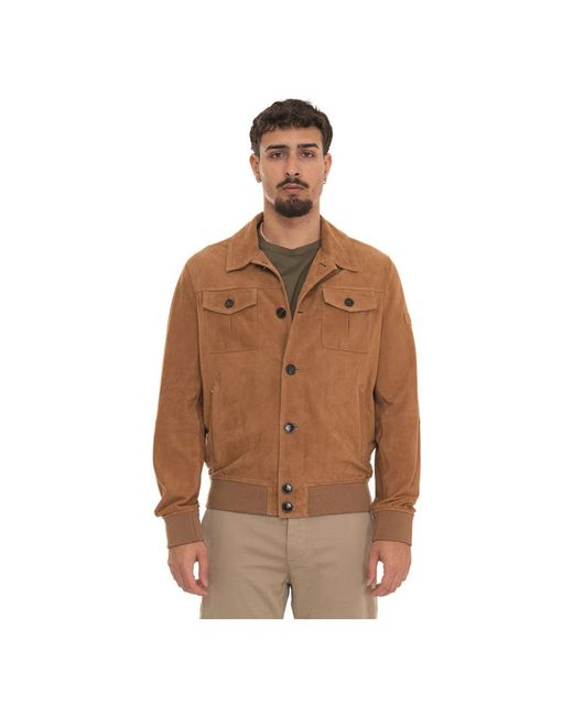 Peuterey Brown Leather Jackets for men