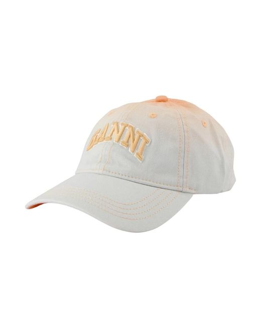 Ganni Ombré-Effect Logo-Embroidered Baseball Cap in het White