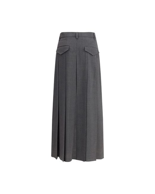 Brunello Cucinelli Geplooide Lange Rok in het Gray
