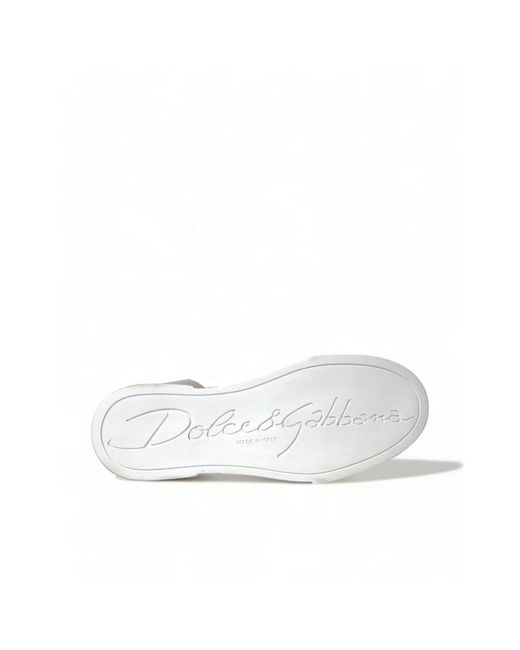 Baskets en cuir blanches et dorees Portofino Dolce & Gabbana en coloris White