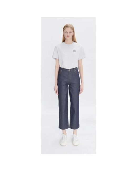 A.P.C. Jeans ,Blauw ,Denim Vintage Straight Leg Japanese Denim Jeans in het Blue