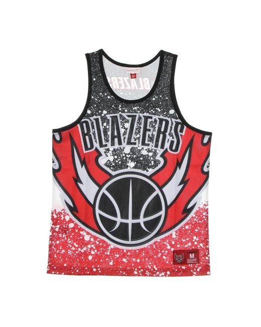 Mitchell & Ness Fitness ,Veelkleurig ,Polyester Nba Jumbotron Tank Top Viering Logo in het Red voor heren