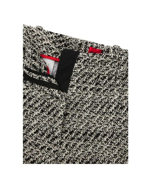 Boss Gray Gemusterte bouclé high-waisted shorts