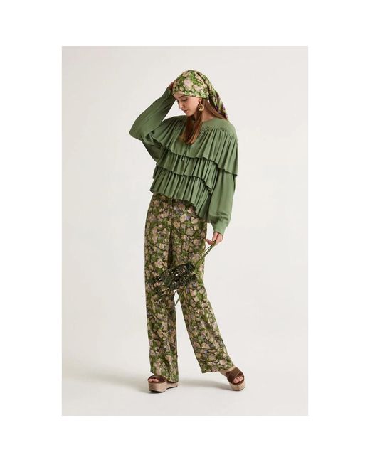 Maliparmi Overhemden ,Groen ,Fluid Crepe Shirt in het Green