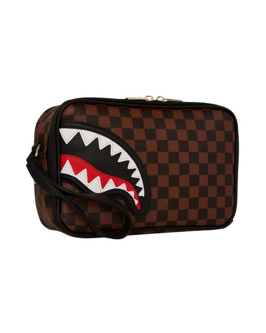 Sprayground Brown Vegan Leder Kulturbeutel Mit Fächern