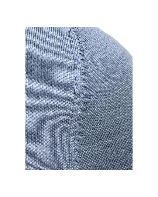 Gran Sasso Kaschmir seide blauer rundhals pullover in Blue für Herren