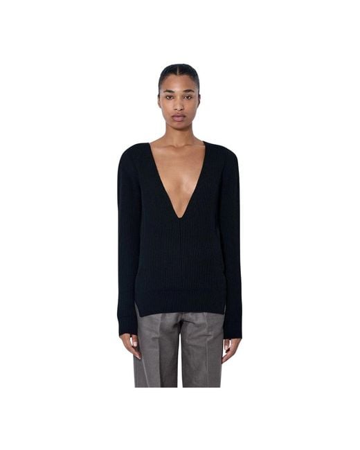 Rick Owens Black V-Neck Knitwear