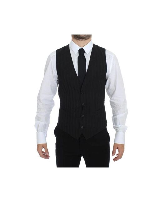 Dolce & Gabbana Black Waistcoats for men