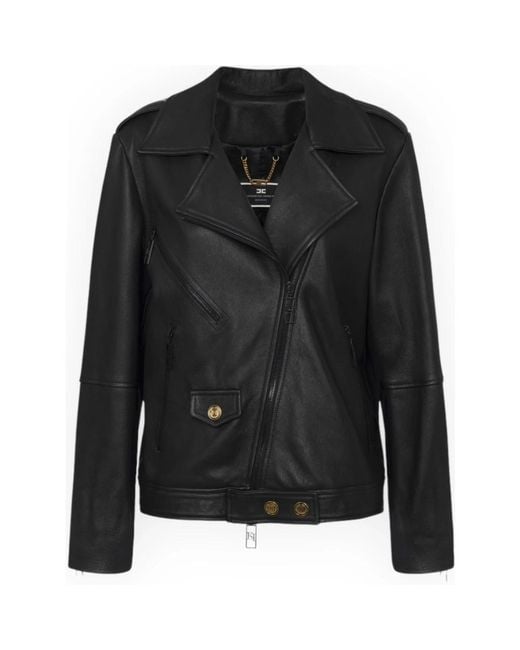 Elisabetta Franchi Black Leather Jackets