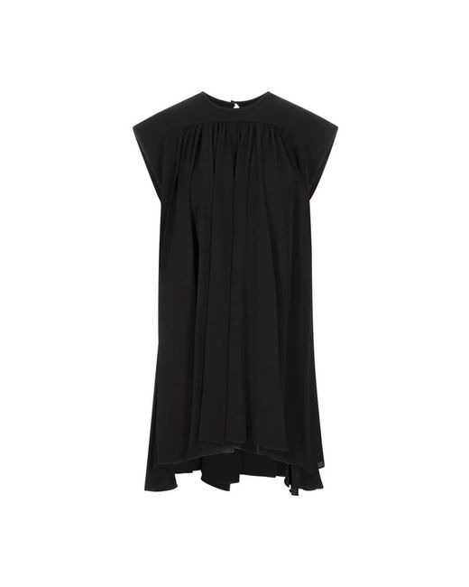 Rabanne Black Schwarzes Kleid Mit Flügelärmeln Und Asymmetrischem Saum