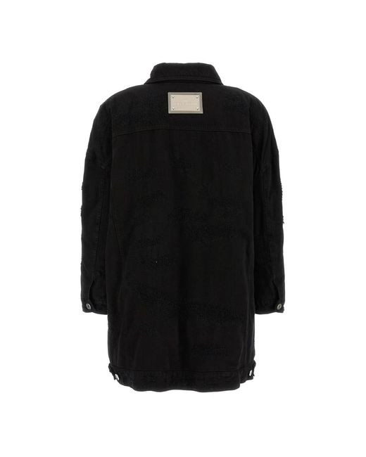 Dolce & Gabbana Jassen ,Zwart ,Katoen Lange Jas in het Black