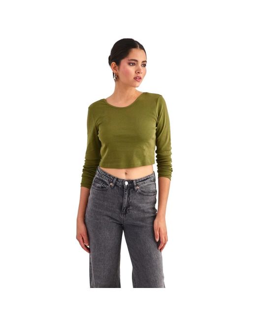ONLY Green Stylisches cropped langarm top