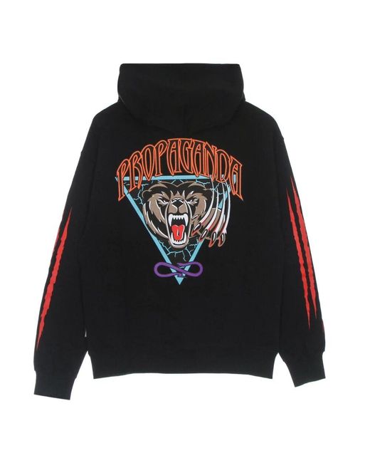 Propaganda Schwarzer Leichter Kapuzenpullover Grizzly in Black für Herren