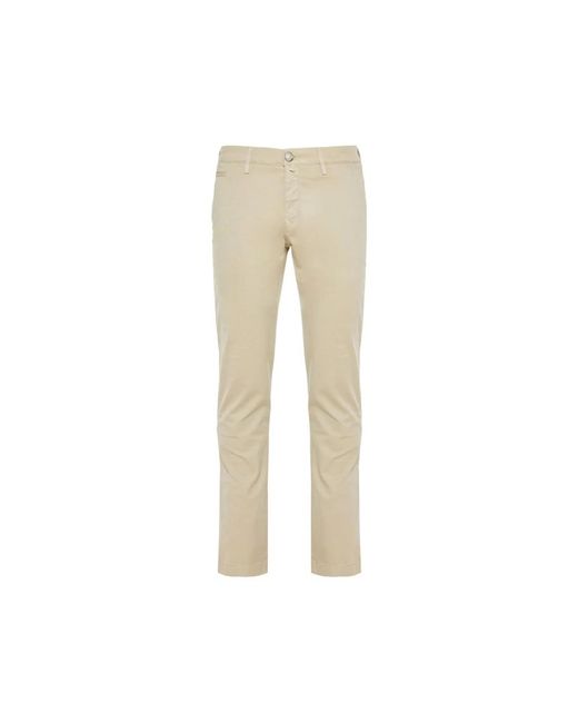 Jacob Cohen Broeken ,Katoen Logo Plaque Straight-Leg Pantalon in het Natural voor heren