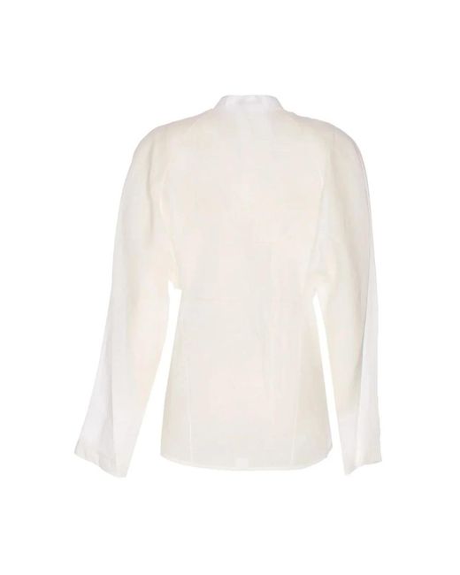 Alaïa Overhemden ,Leer Getailleerde Blouse Met Ronde Zoom in het White