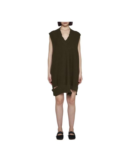MM6 by Maison Margiela Green Knitted Dresses