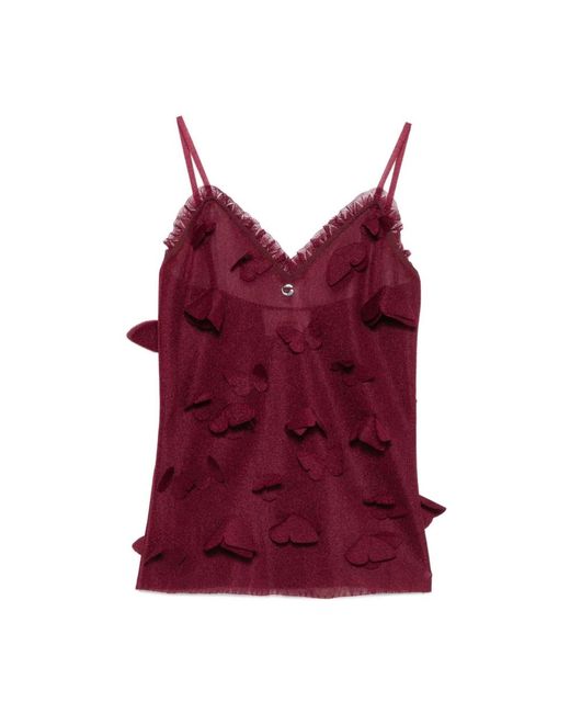 Coperni Tops ,Rood ,Rode V-Hals Top Met Appliqué Detailing in het Red