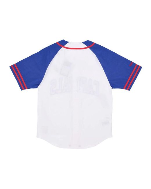 Mitchell & Ness Fitness ,Veelkleurig ,Katoen Nhl Oefendag Knoopsluiting Jersey in het Blue voor heren