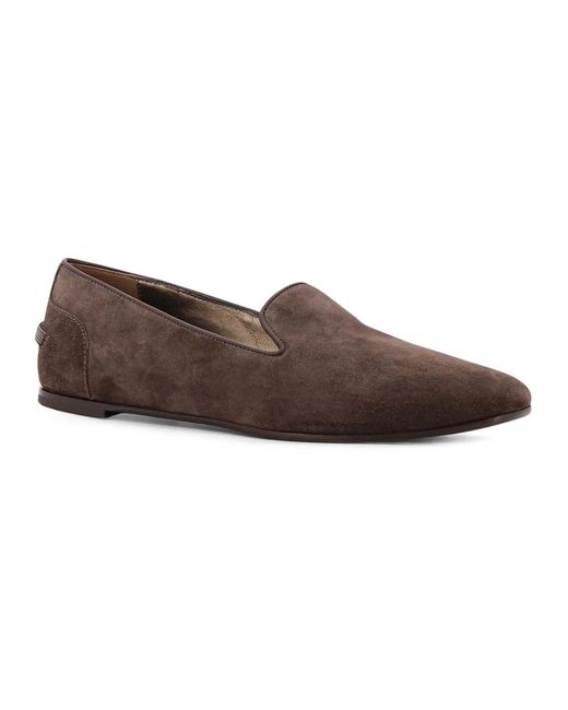Brunello Cucinelli Brown Flache Schuhe Mit Lederelementen