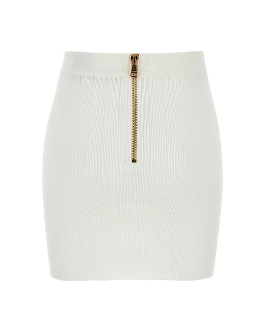 Balmain White Short Skirts