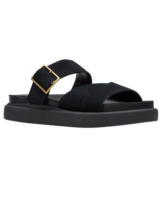 Clarks Black Sliders