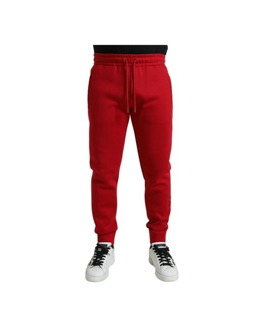 Dolce & Gabbana Red Sweatpants for men