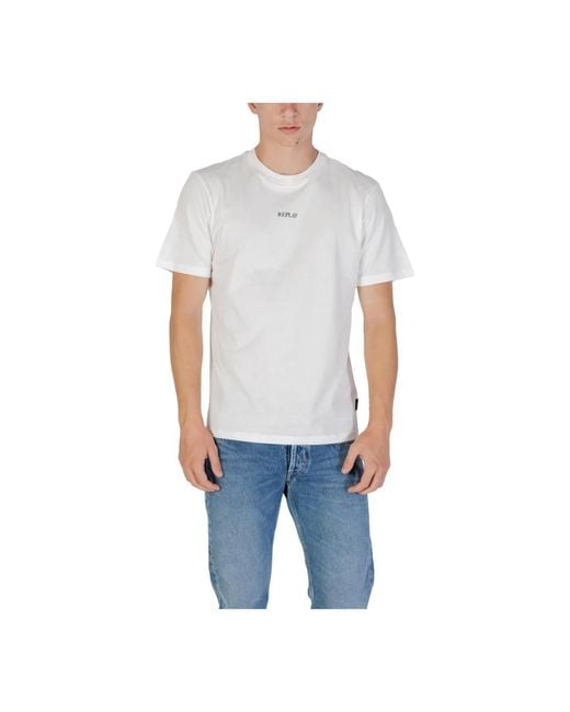 Replay Witte Katoenen T-Shirt Korte Mouw in het Blue voor heren