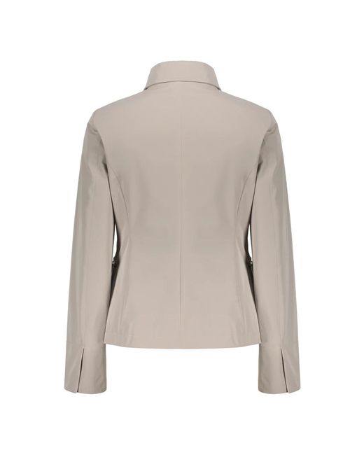 Moorer Jassen ,Grijs ,Waterdichte Techno Fabric Jas Met Logo in het Natural
