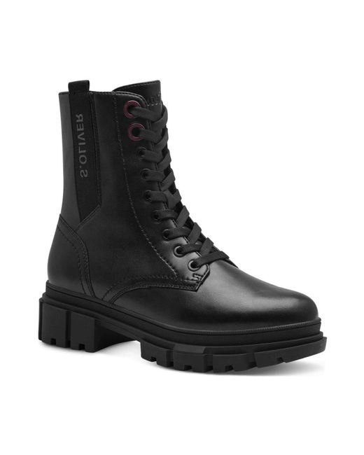 S.oliver Black Lace-Up Boots