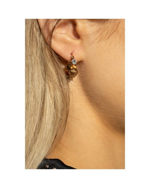 Versace Oorbellen Met Glinsterende Kristallen in het Metallic