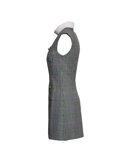 Self-Portrait Zwart En Wit Geruite Jurk Aw25 in het Gray