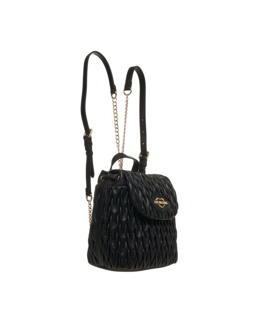 Love Moschino Black Gepolsterter Bucket Rucksack