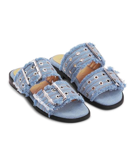 Ganni Blue Sliders