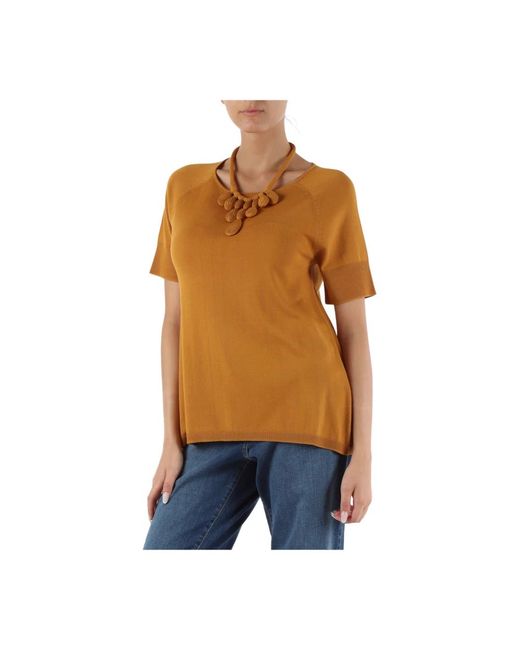 Elena Miro Orange Baumwoll- und modal-top mit halskette