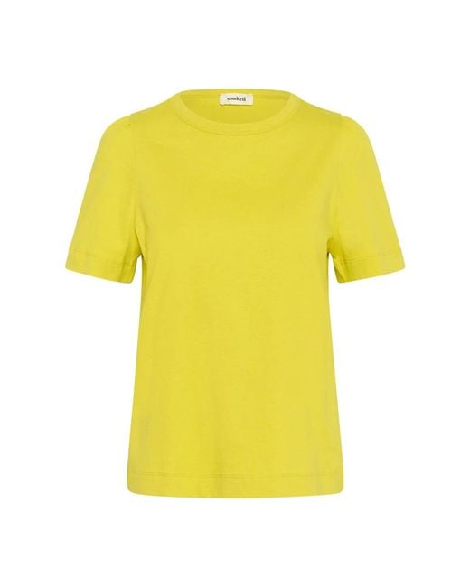 Soaked In Luxury Snake Eye Puff Tee Top in het Yellow