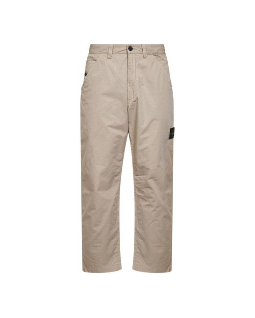 Stone Island Natural Straight Trousers for men
