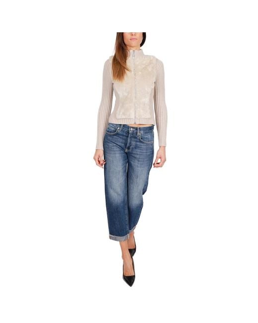 Roy Rogers Blauwe Wide Leg Cropped Jeans in het Blue