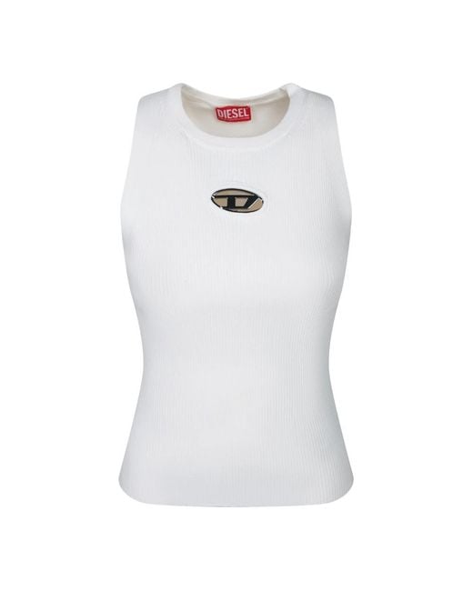 DIESEL White Sleeveless Tops